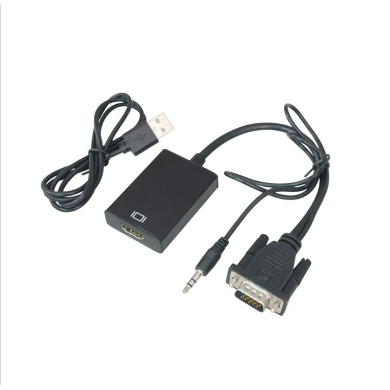 VGA Male to HDMI Female Converter Adapter Cable With Audio Output 1080P VGA HDMI Adapter for PC laptop to HDTV Projector